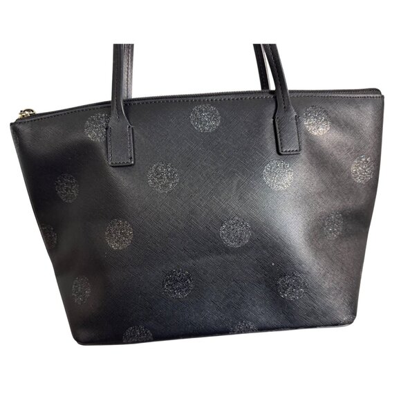 Kate‎ Spade New York Black Glitter Polka Dot Tote Bag - Picture 2 of 8